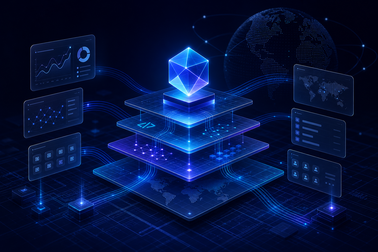 Vedas Codetech — modular engineering layers, global delivery and AI-native infrastructure.