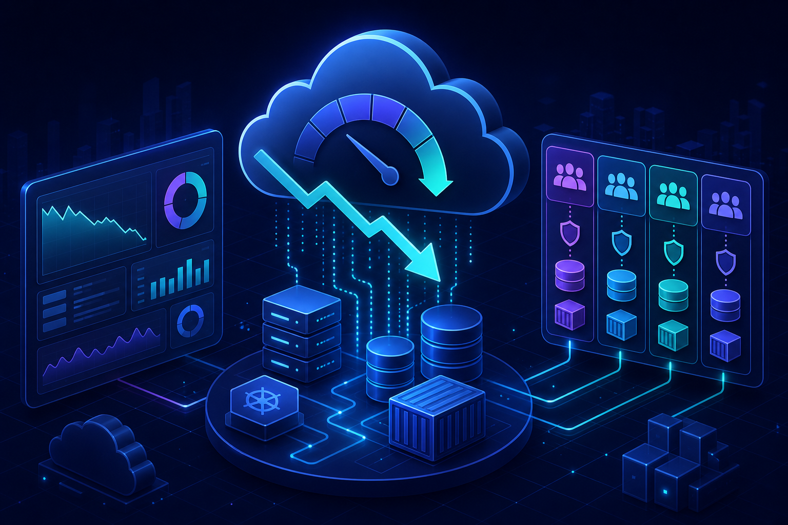 Global cloud network visualization representing SaaS infrastructure and cost optimization.
